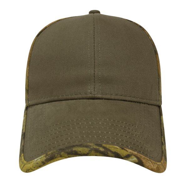 Solid Chino Twill Constructed Cap with Camo Back and Detailing