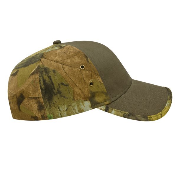 Solid Chino Twill Constructed Cap with Camo Back and Detailing