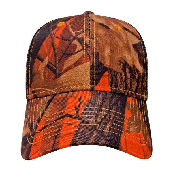 Orange Ridge Camo Constructed Cap with Black Mesh Back