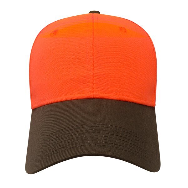 Two Tone Blaze Orange and Brown Cotton Twill Constructed Cap