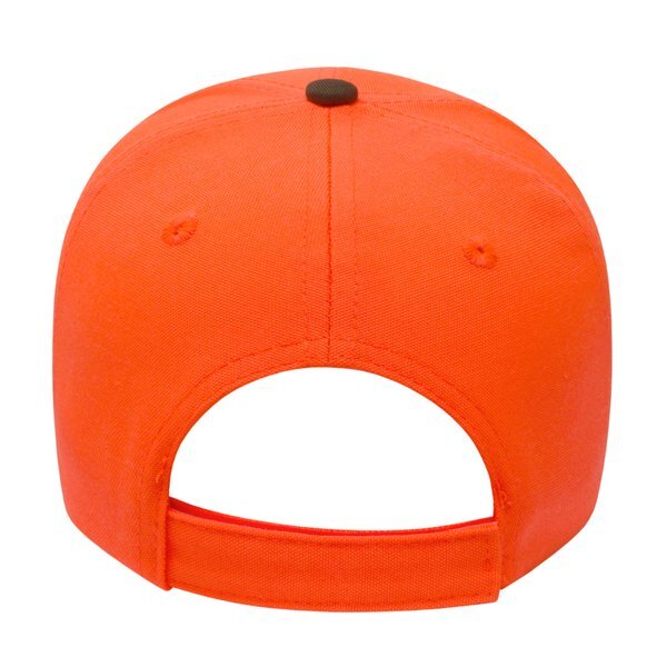 Two Tone Blaze Orange and Brown Cotton Twill Constructed Cap