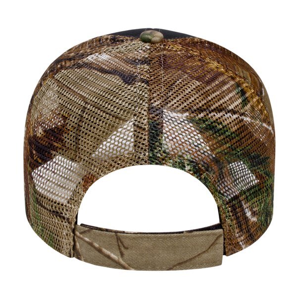 Solid Front Camo Constructed Cap with Camo Mesh Back and Detailing