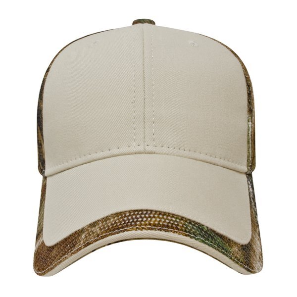 Solid Front Camo Constructed Cap with Camo Mesh Back and Detailing