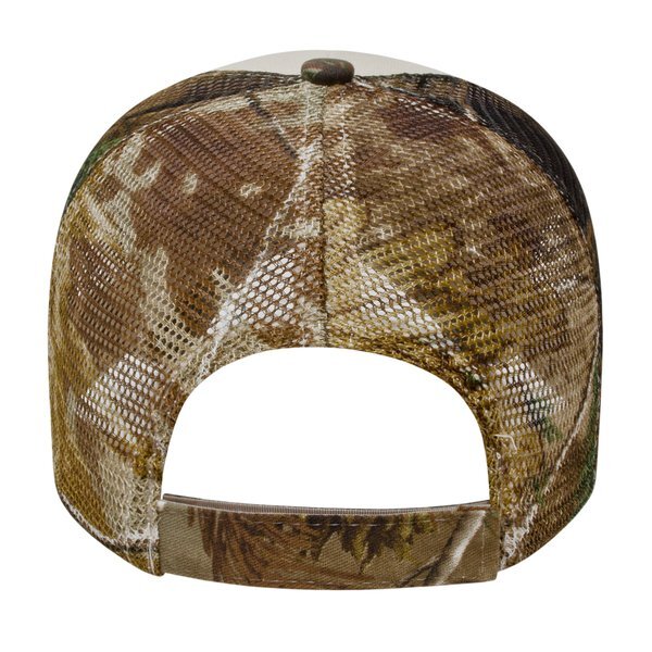 Solid Front Camo Constructed Cap with Camo Mesh Back and Detailing