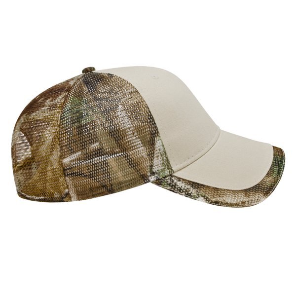 Solid Front Camo Constructed Cap with Camo Mesh Back and Detailing