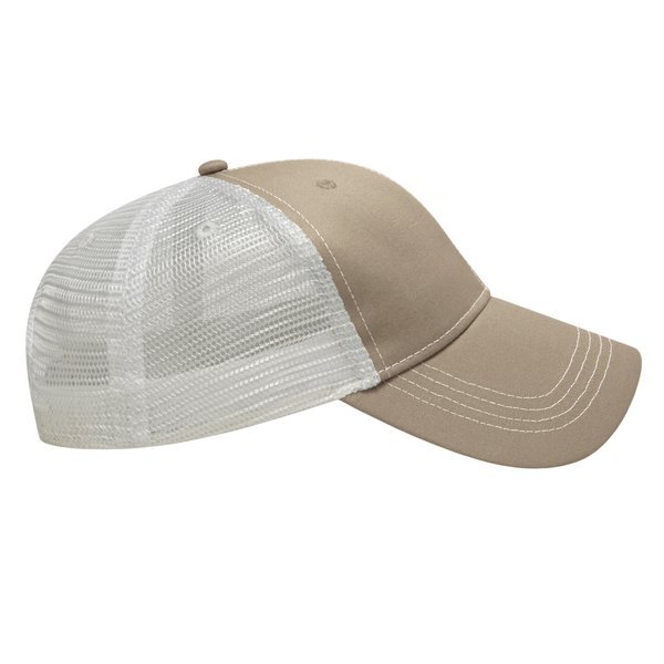 Contrast Stitch Chino Twill Unconstructed Cap with Mesh Back