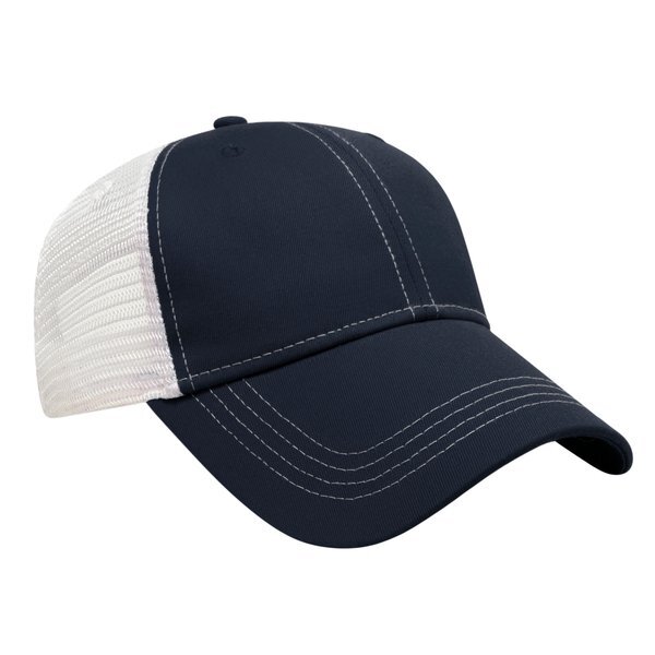 Contrast Stitch Chino Twill Unconstructed Cap with Mesh Back