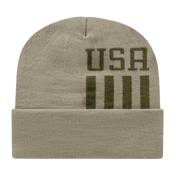USA Stripes Knit Beanie with Cuff