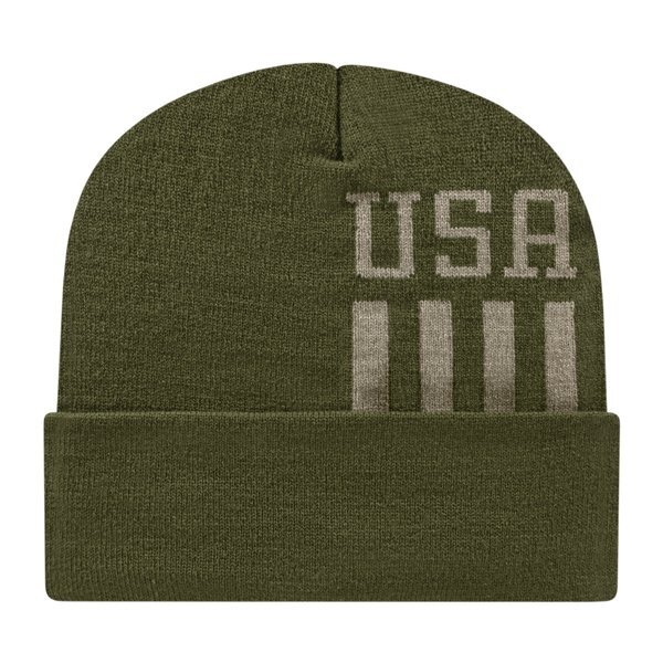 USA Stripes Knit Beanie with Cuff