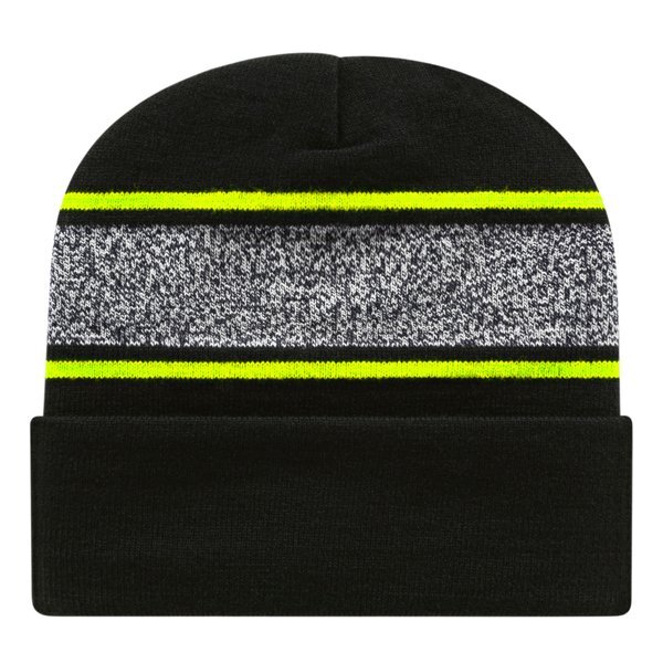 Variegated Striped Knit Cap with Cuff