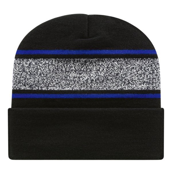 Variegated Striped Knit Cap with Cuff