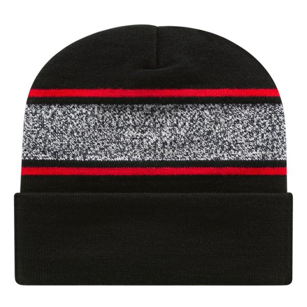 Variegated Striped Knit Cap with Cuff