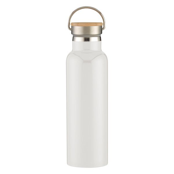 Liberty Stainless Steel Vacuum Insulated Bottle w/ Wood Lid, 21oz.
