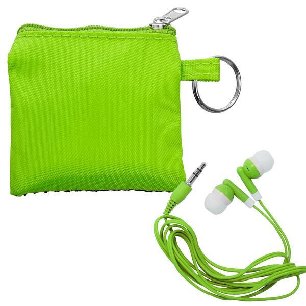 Sporty Pouch Keyring w/ Colorful Earbuds