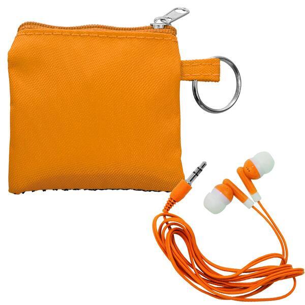 Sporty Pouch Keyring w/ Colorful Earbuds
