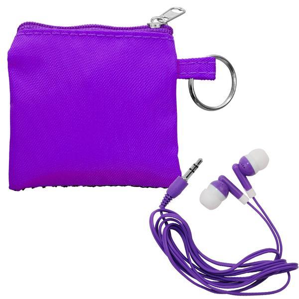 Sporty Pouch Keyring w/ Colorful Earbuds