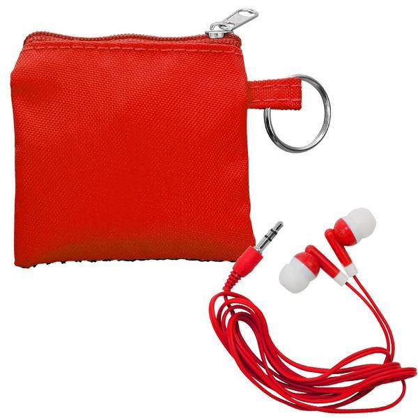 Sporty Pouch Keyring w/ Colorful Earbuds