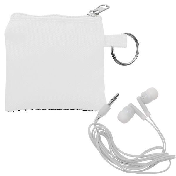 Sporty Pouch Keyring w/ Colorful Earbuds