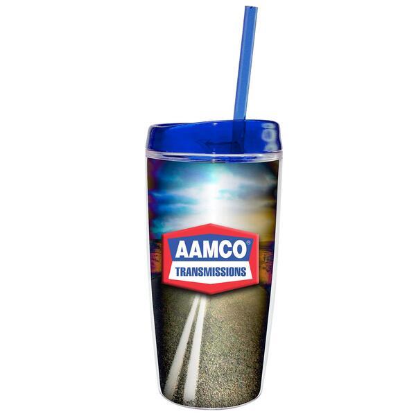 Insulated Tumbler w/ Bright Lid & Straw, 16oz.