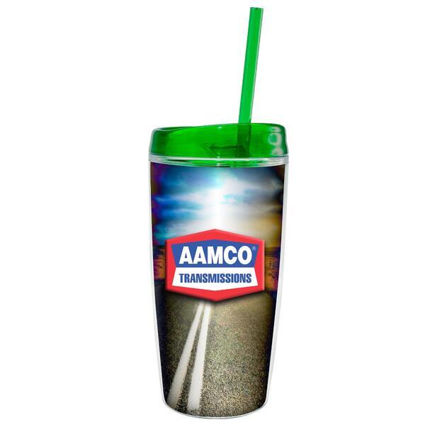 Insulated Tumbler w/ Bright Lid & Straw, 16oz.