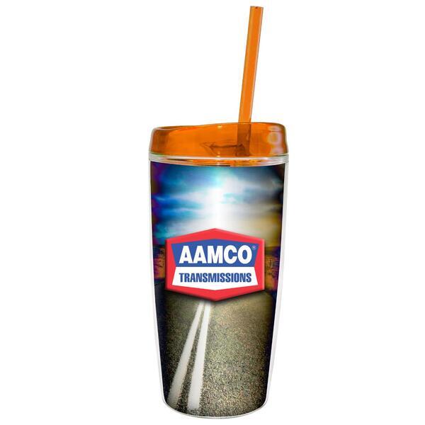 Insulated Tumbler w/ Bright Lid & Straw, 16oz.