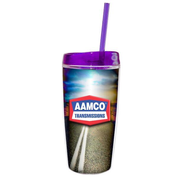 Insulated Tumbler w/ Bright Lid & Straw, 16oz.