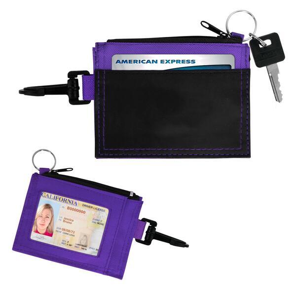 Compact Travel Wallet w/ Keychain & Clip
