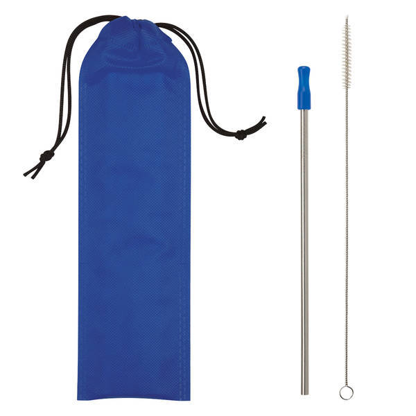 Stainless Steel Straw w/ Cleaning Brush & Pouch