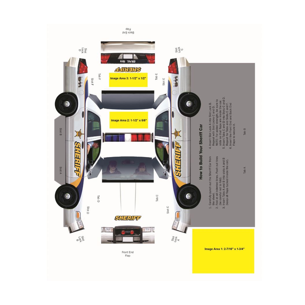 Foldable Die-Cut Sheriff Car, Full Color Imprint