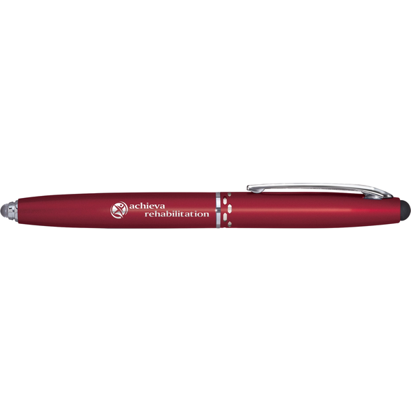 Schifano Triple Function Retractable Metal Pen w/ LED Light & Stylus