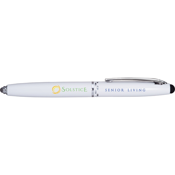 Schifano Triple Function Retractable Metal Pen w/ LED Light & Stylus