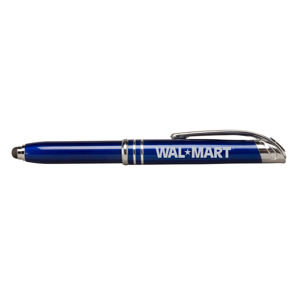 Zentrio® Triple Function Pull Cap Metal Pen w/ LED Light & Stylus