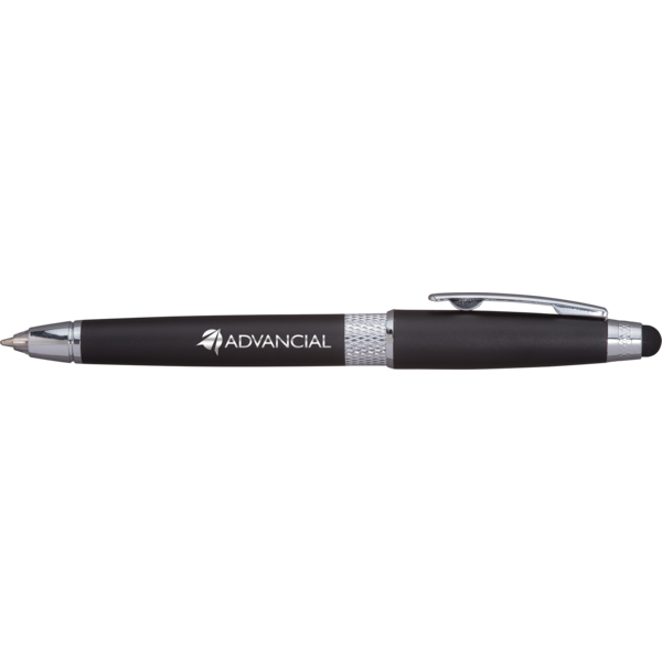 St. James™ Triple Function Ballpoint Retractable Metal Pen w/ LED Light & Stylus