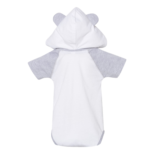 Rabbit Skins® Ringspun Cotton Short Sleeve Raglan Bodysuit with Hood & Ears