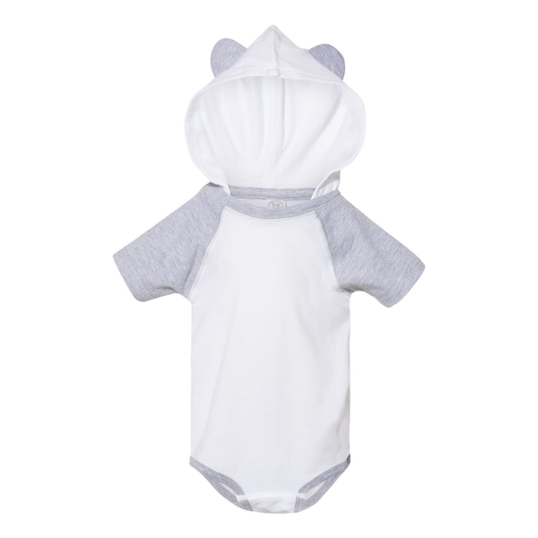 Rabbit Skins® Ringspun Cotton Short Sleeve Raglan Bodysuit with Hood & Ears