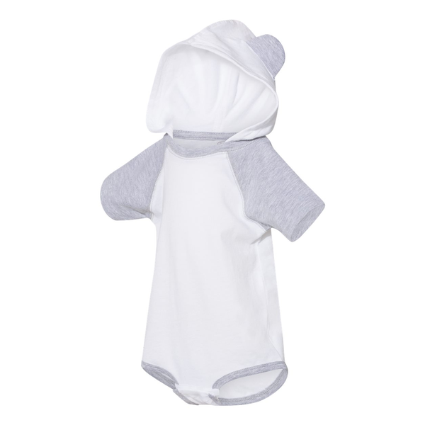 Rabbit Skins® Ringspun Cotton Short Sleeve Raglan Bodysuit with Hood & Ears