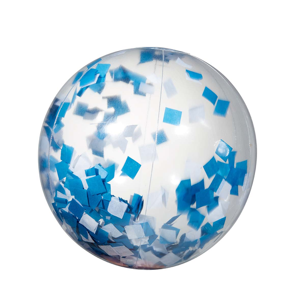Blue And White Confetti Filled Clear Beach Ball, 16"