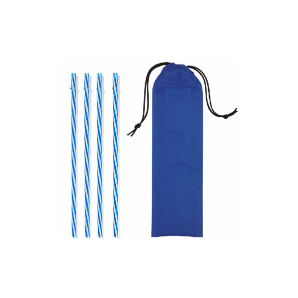 Reusable Straws In Drawstring Pouch, 4 Pack