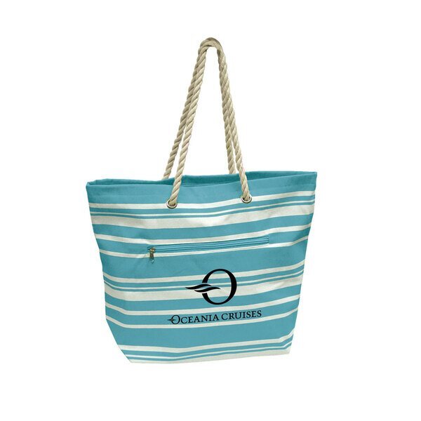Striped Cotton Twill Rope Tote