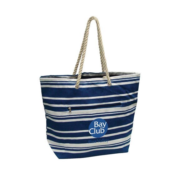 Striped Cotton Twill Rope Tote