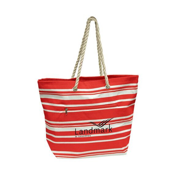 Striped Cotton Twill Rope Tote