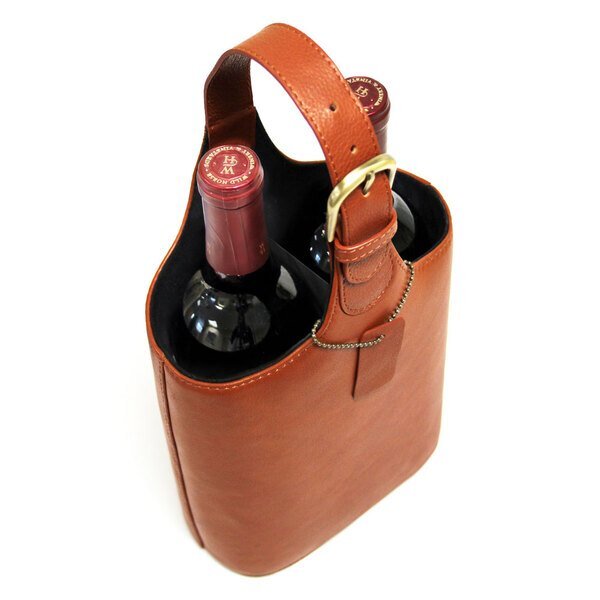 Dual Bottle Leather Wine Caddy
