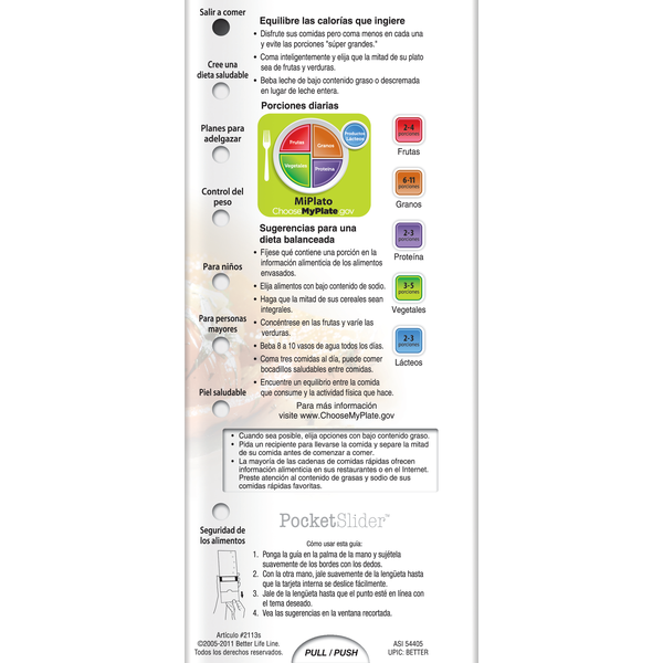 Good Nutrition Pocket Slider™ (Spanish Version)