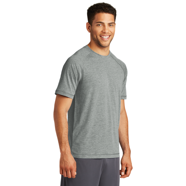 SportTek® PosiCharge® Men's Triblend Wicking Raglan Tee