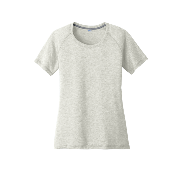 Sport-Tek® PosiCharge® Ladies' Triblend Wicking Scoop Neck Raglan Tee