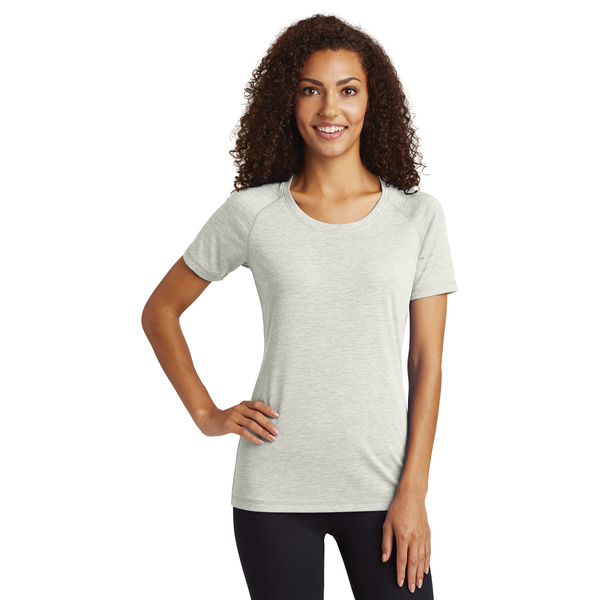 Sport-Tek® PosiCharge® Ladies' Triblend Wicking Scoop Neck Raglan Tee
