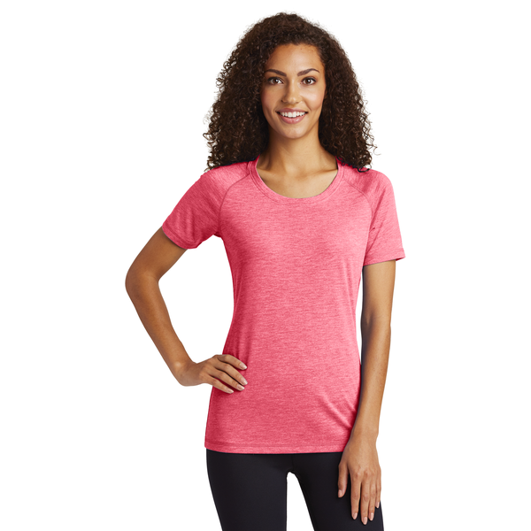 Sport-Tek® PosiCharge® Ladies' Triblend Wicking Scoop Neck Raglan Tee
