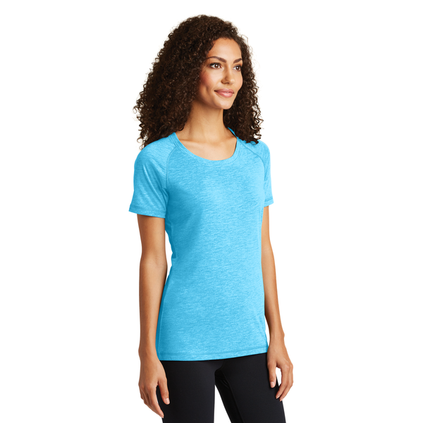 Sport-Tek® PosiCharge® Ladies' Triblend Wicking Scoop Neck Raglan Tee
