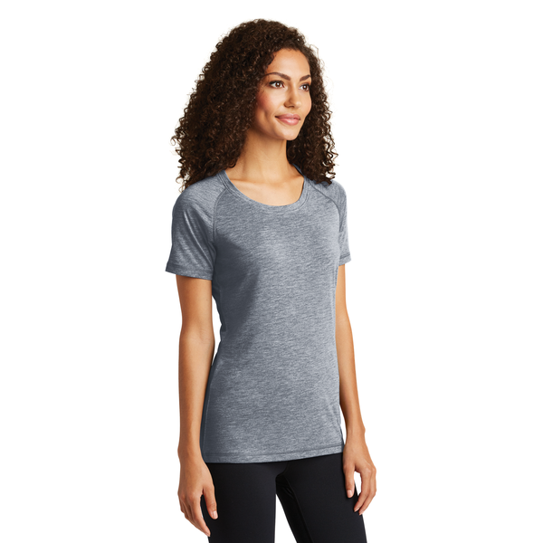 Sport-Tek® PosiCharge® Ladies' Triblend Wicking Scoop Neck Raglan Tee