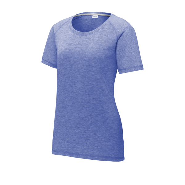 Sport-Tek® PosiCharge® Ladies' Triblend Wicking Scoop Neck Raglan Tee